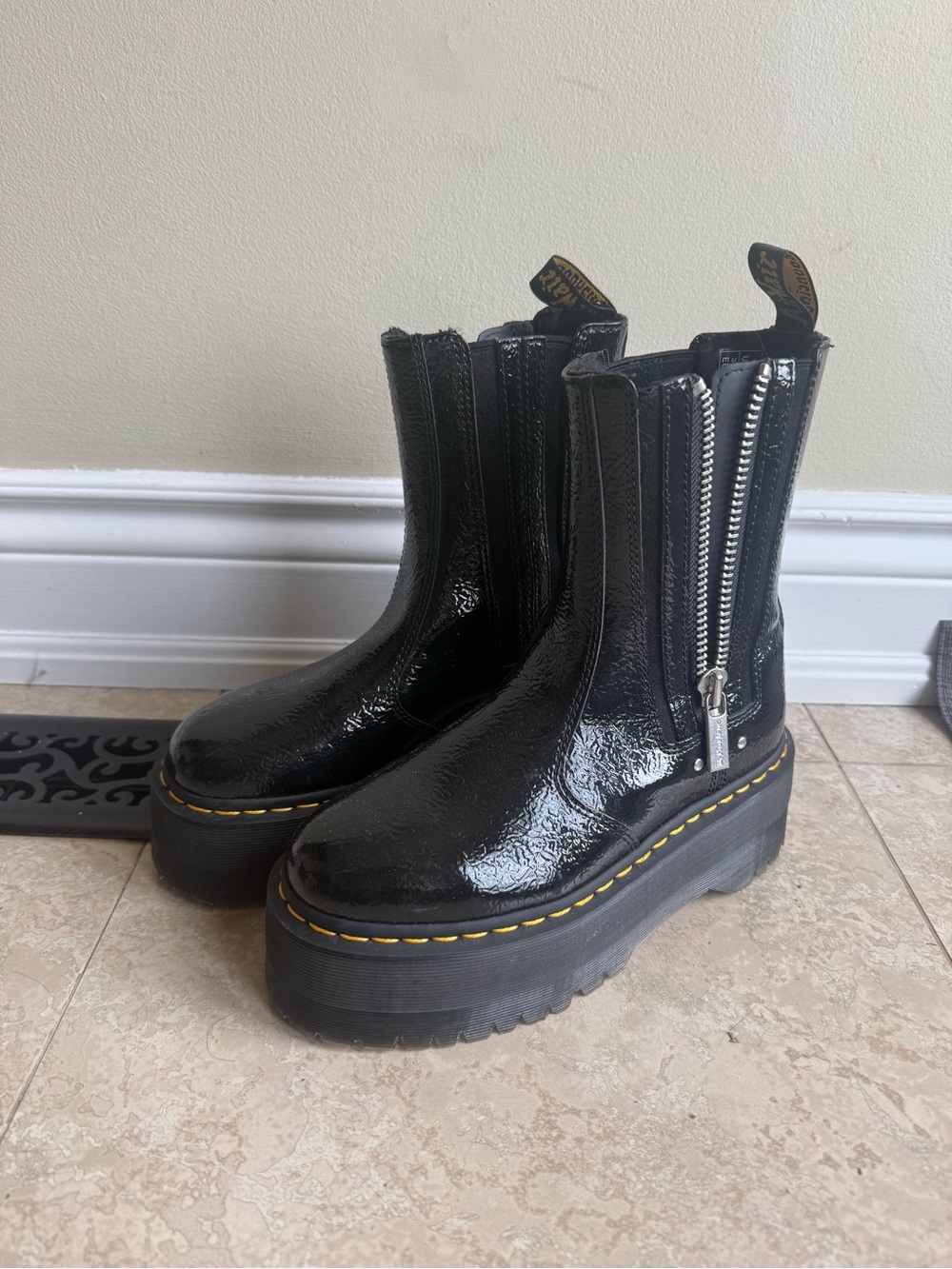 Dr. Martens Platform Chelsea’s Boots with Side Zipper - Black
